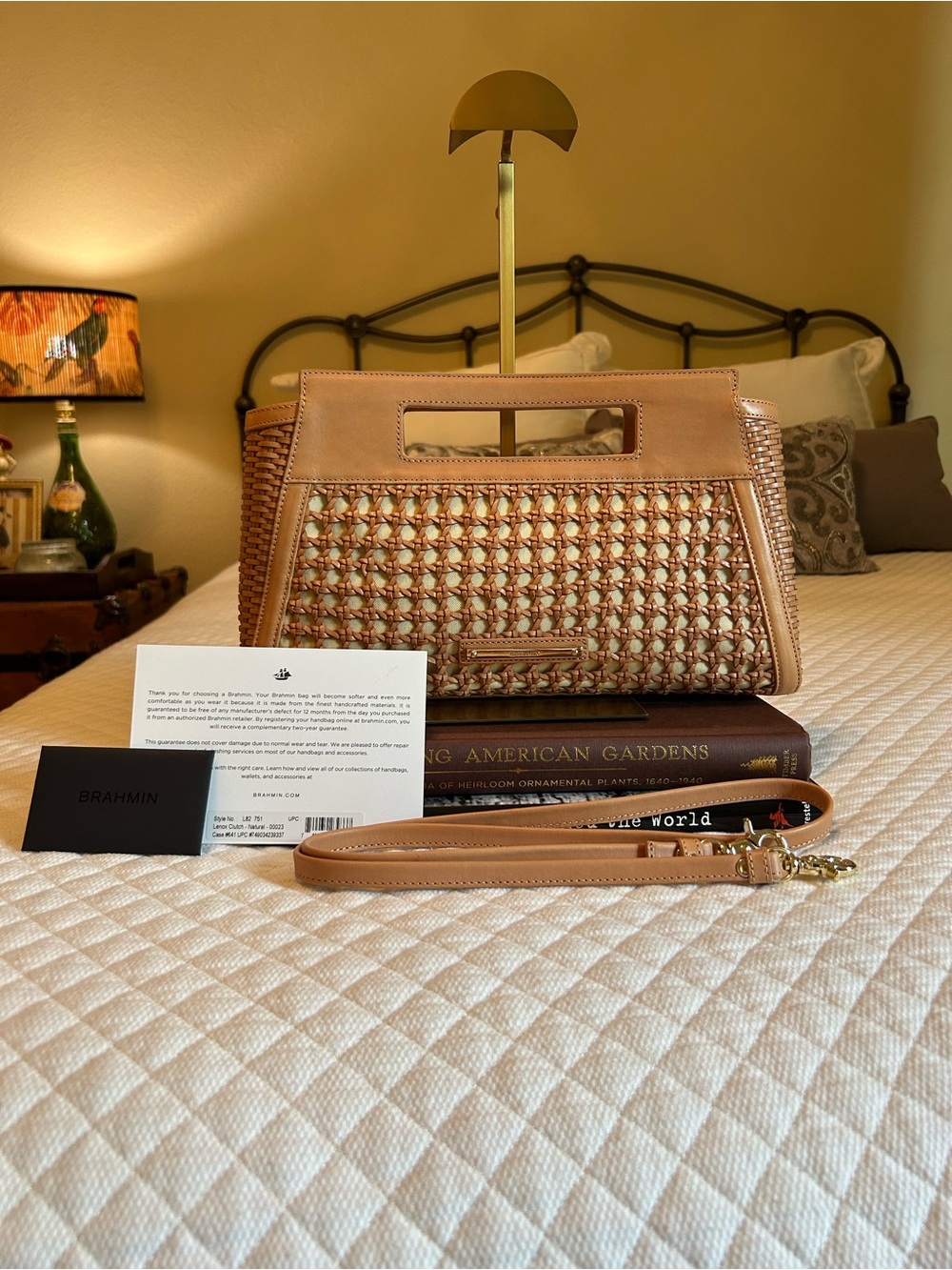 Brahmin Lenox Clutch in Natural woven leather Style L82 751